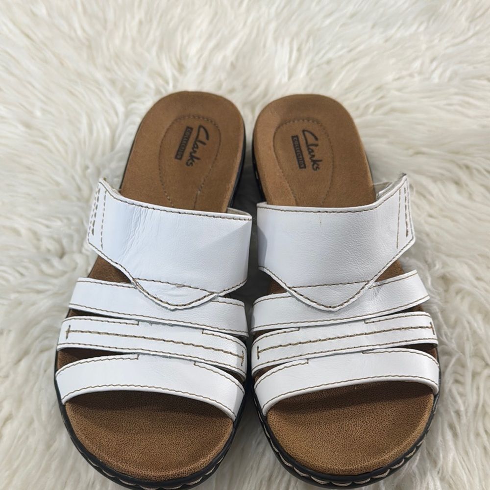 Clarks Women's White Slide Sandals  Size 7